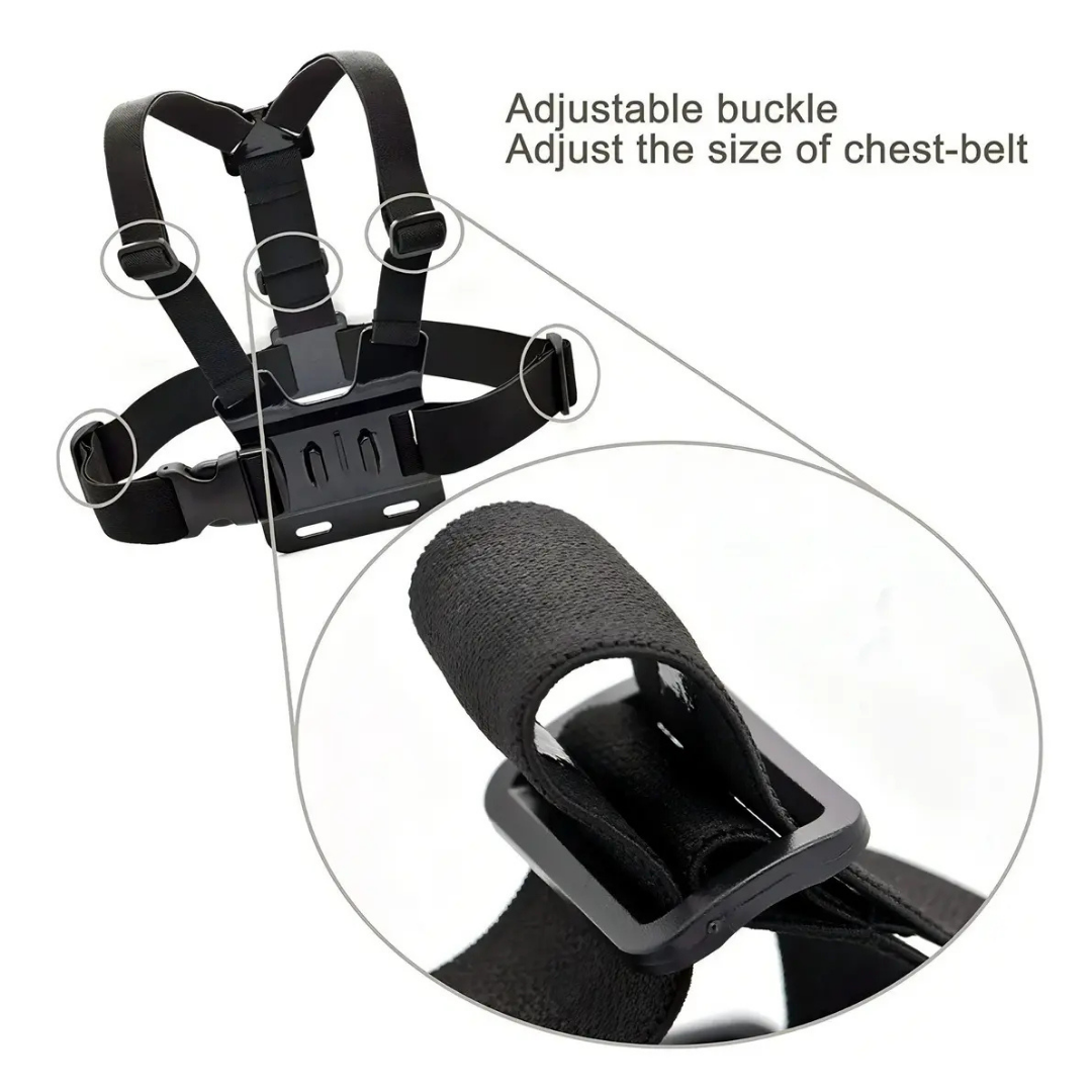 SOPORTE PORTA CELULAR AJUSTABLE CON CORREA DE PECHO - NEGRO