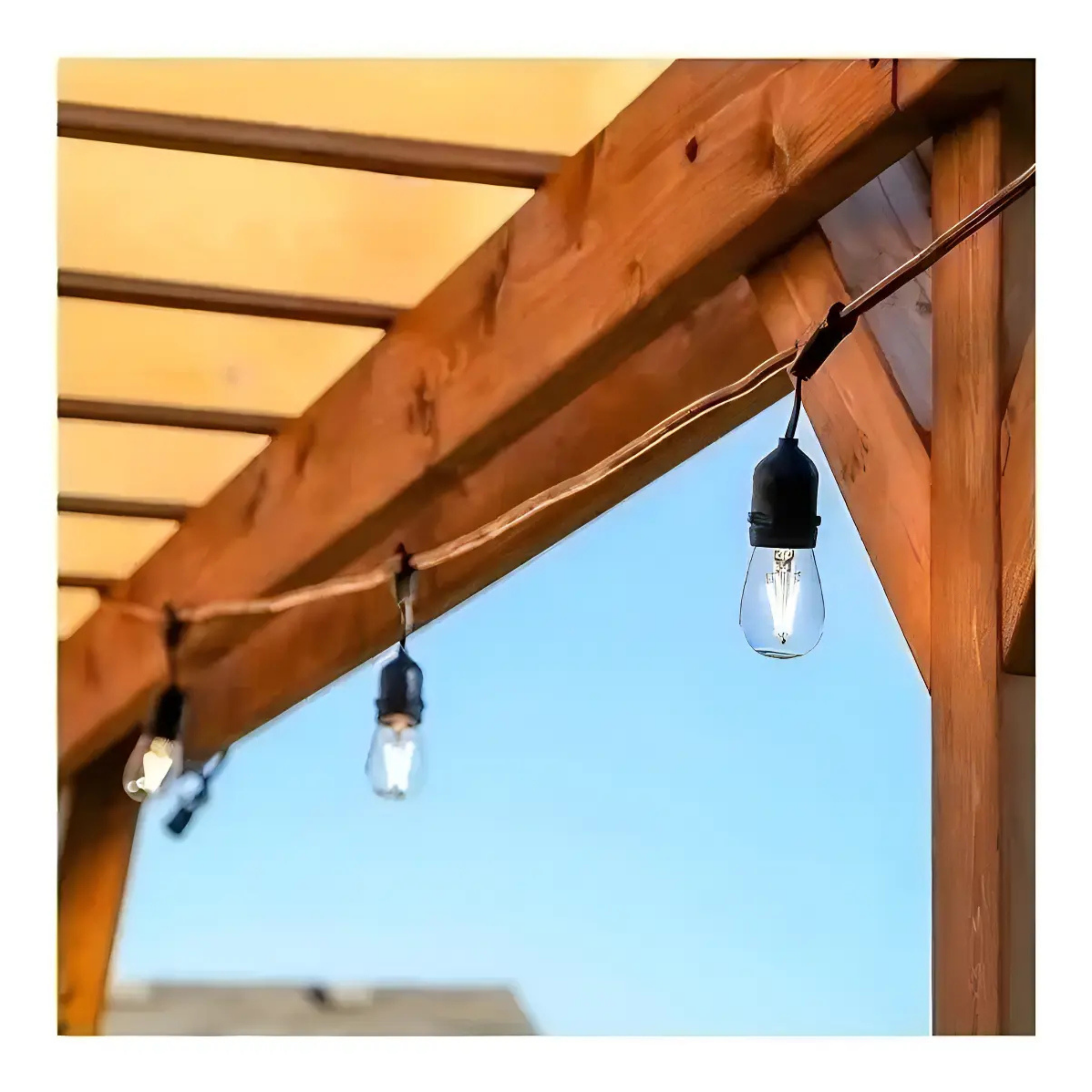 GUIRNALDA LUCES VINTAGE TERRAZA CÁLIDA 10MTS CON 10 AMPOLLETAS LED E27