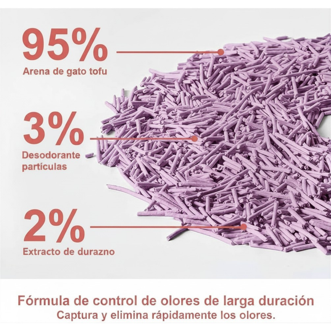ARENA DE TOFU VEGETAL BIODEGRADABLE 6L 2.2KG PARA GATO LAVANDA