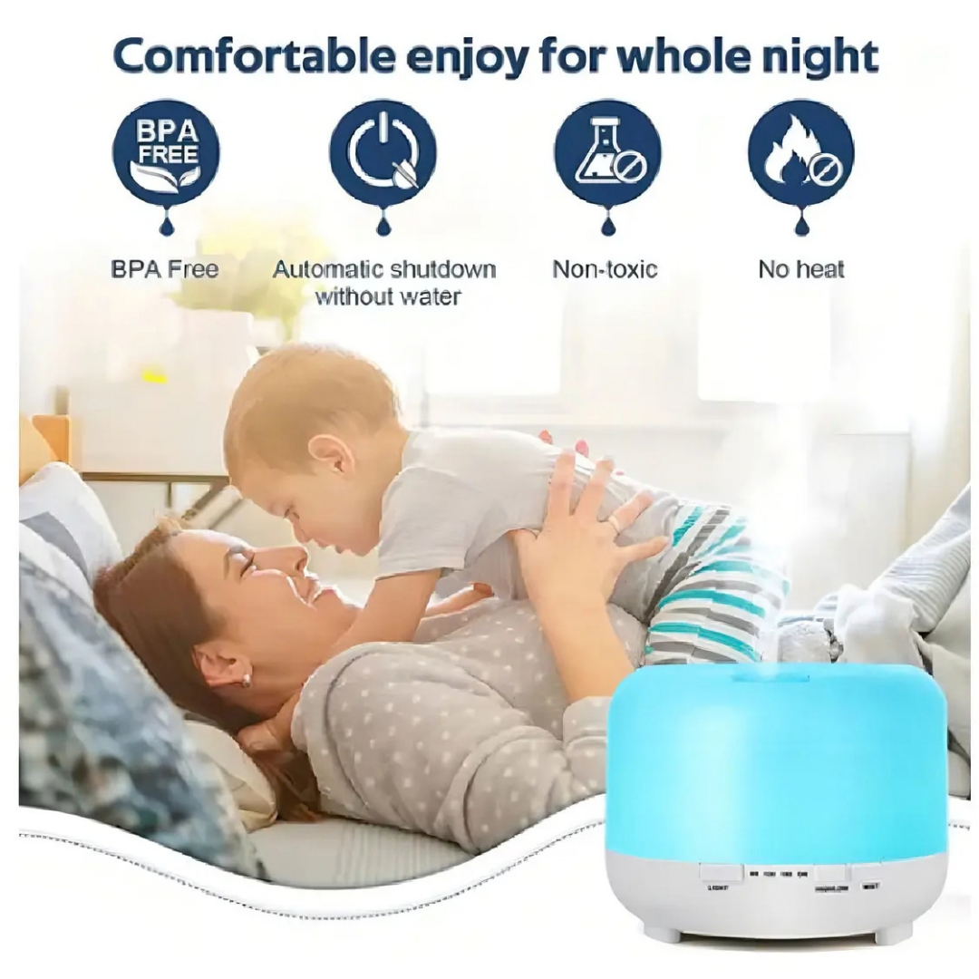 HUMIDIFICADOR ULTRASÓNICO DIFUSOR DE AROMA 500 ml BLANCO