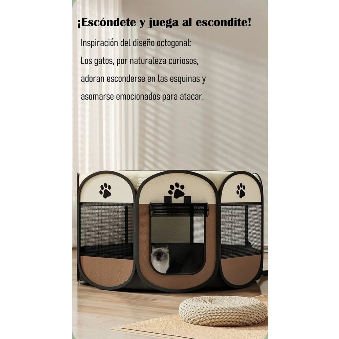 CORRAL PLEGABLE PARA PERROS Y GATOS DE TELA OXFORD CON CIERRE