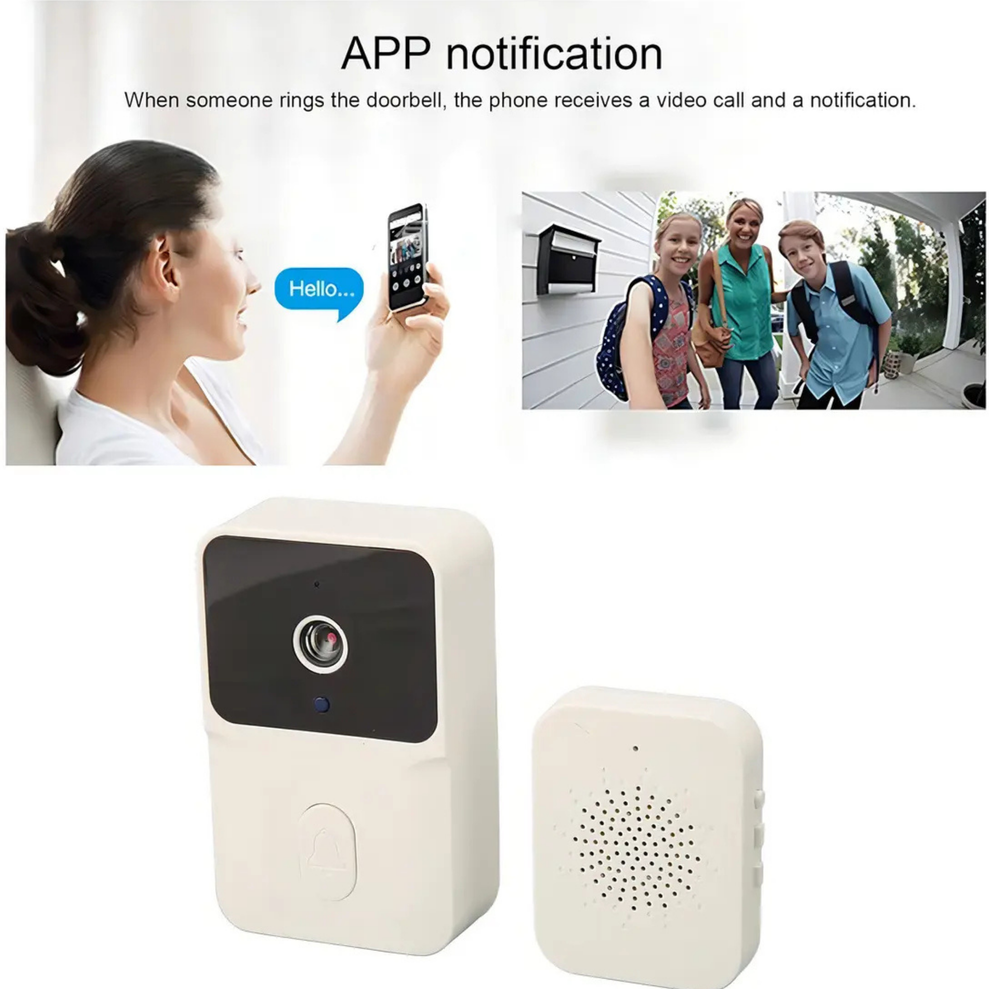 CITÓFONO TIMBRE CÁMARA WIFI VIDEO PORTERO INALÁMBRICO SMART BLANCO