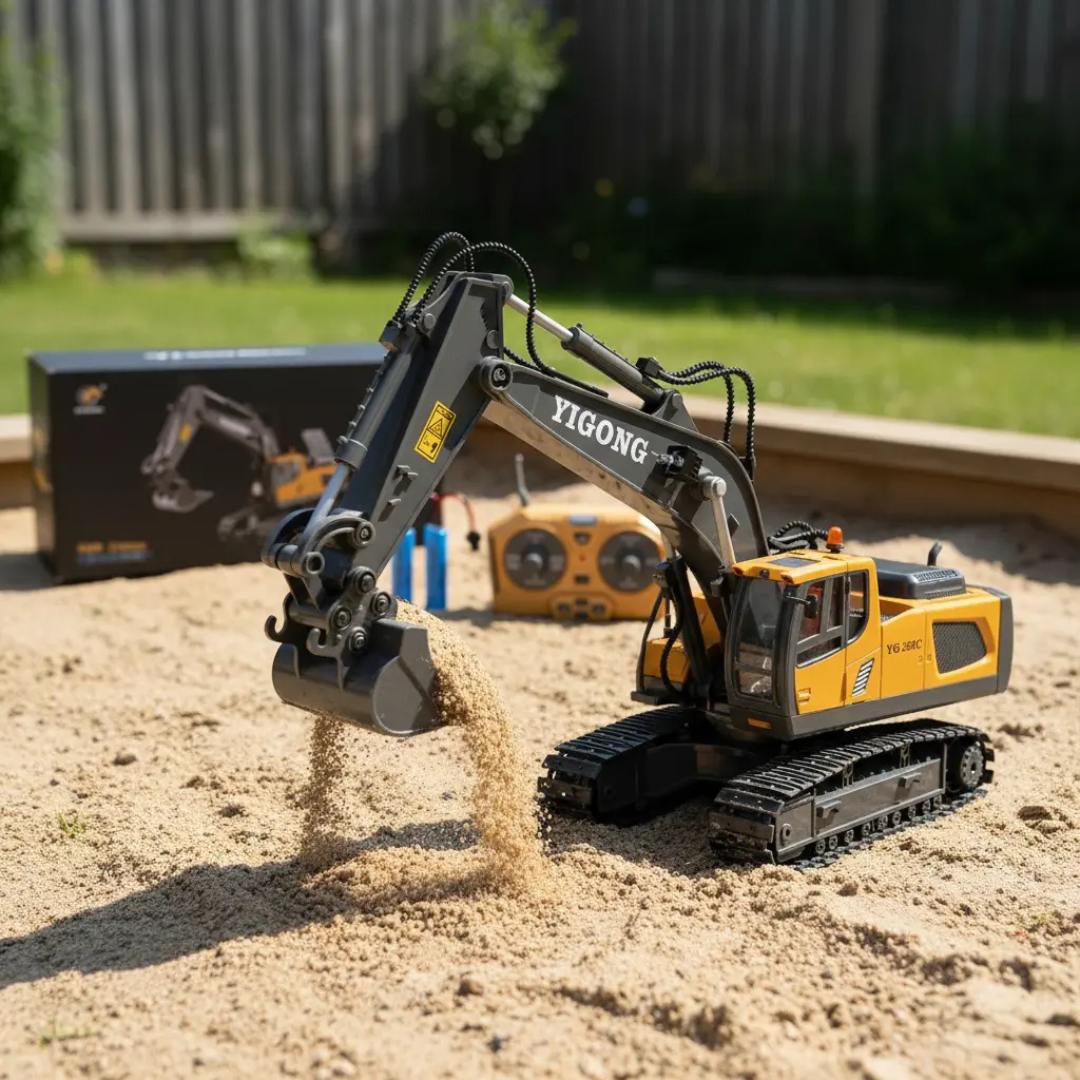 EXCAVADORA A CONTROL REMOTO 11 CANALES DE ALEACIÓN PARA NIÑOS