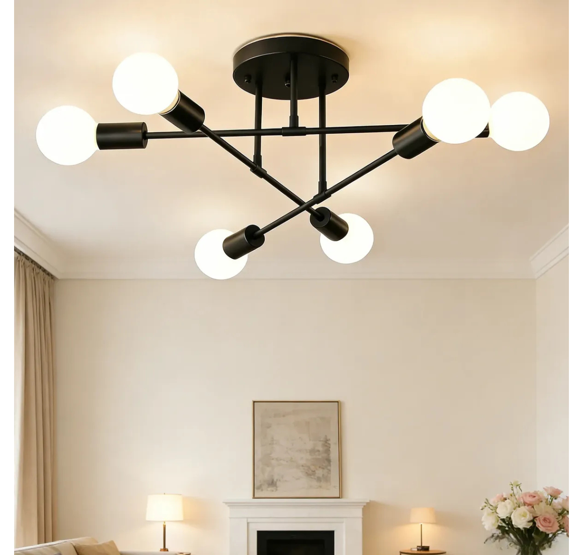 LÁMPARA DE TECHO MODERNA 6 LUCES E27 COLGANTE ESTILO INDUSTRIAL