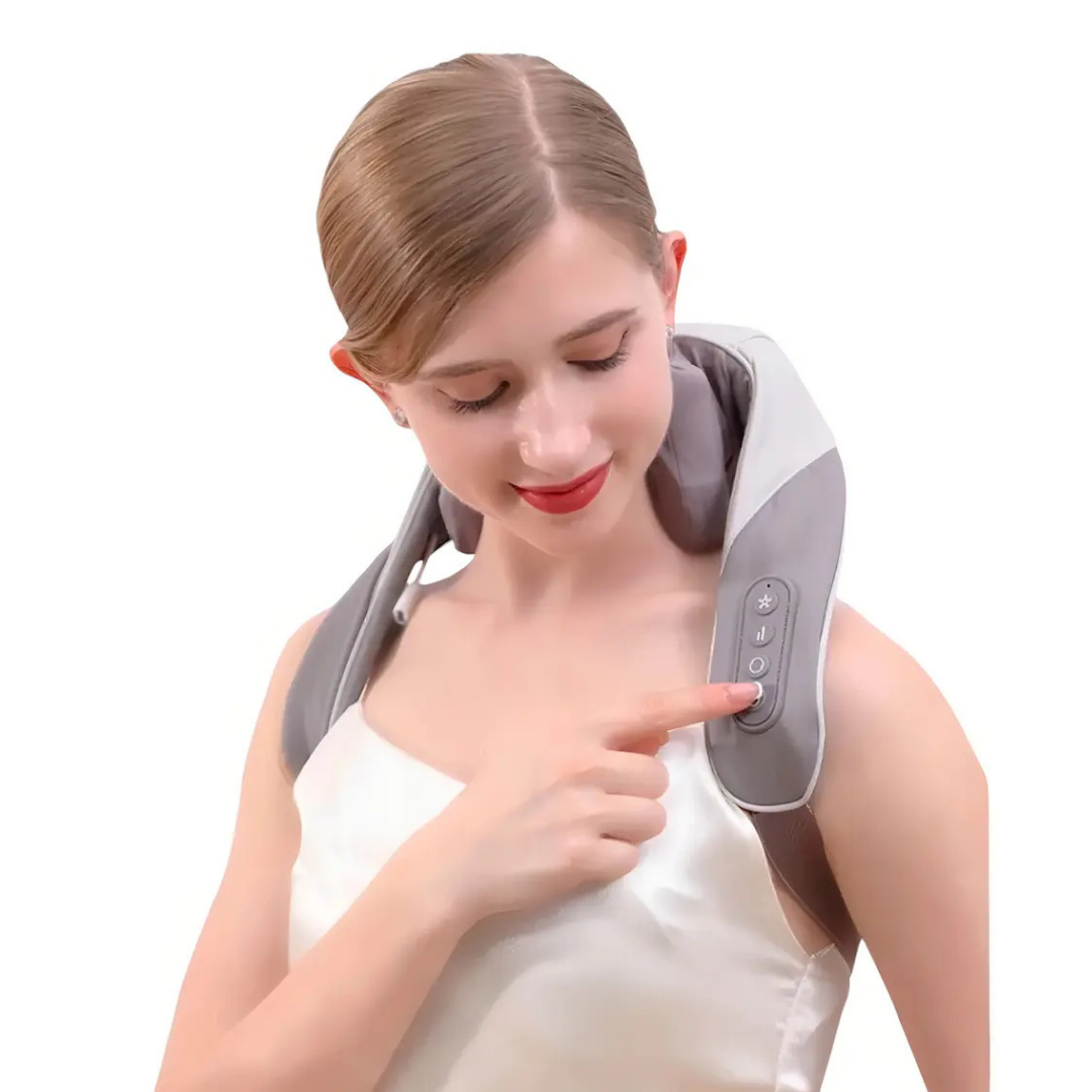 MASAJEADOR DE CUELLO INTELIGENTE RECARGABLE USB GRIS
