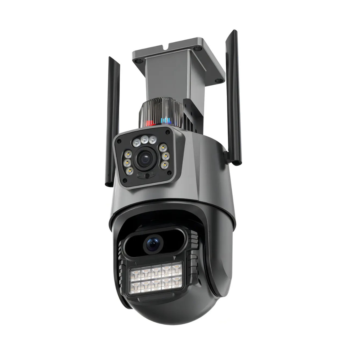 CÁMARA DOMO WIFI DOBLE LENTE FULL HD CON ALARMA Y SEGUIMIENTO INTELIGENTE HLC
