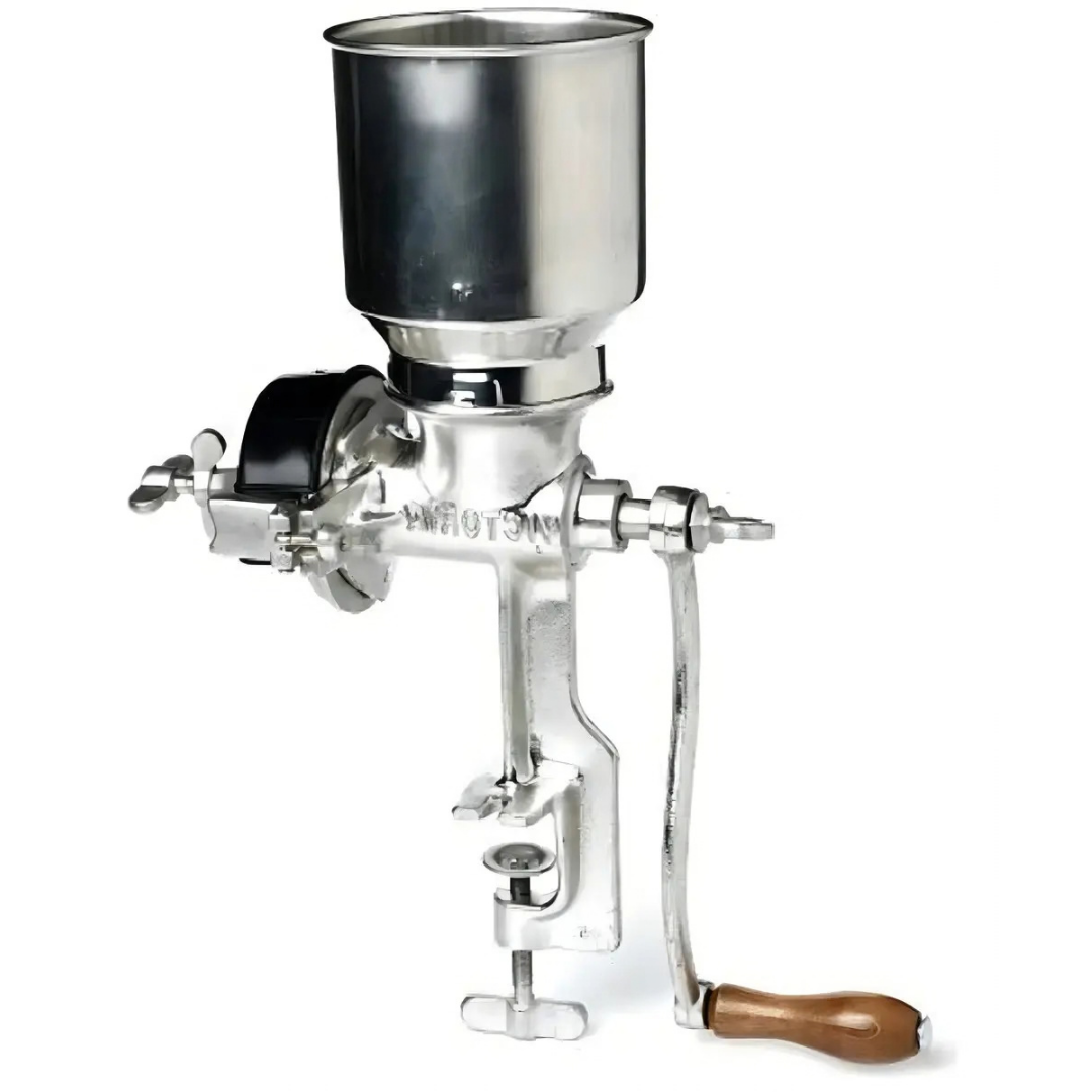 MOLINO MOLEDOR MANUAL METÁLICO PARA CHOCLO, MAÍZ, CAFÉ, CEREAL Y ARROZ