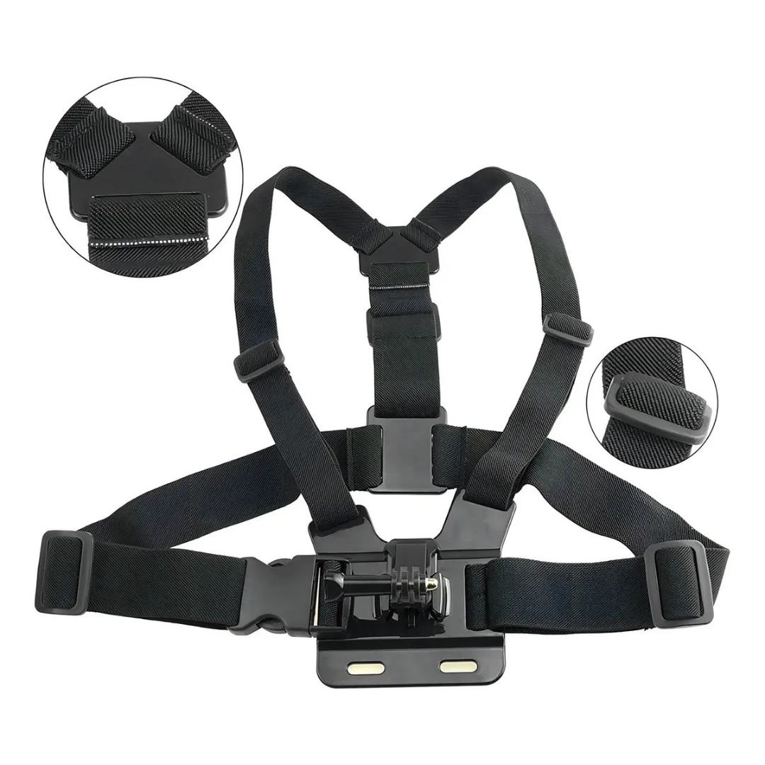 SOPORTE PORTA CELULAR AJUSTABLE CON CORREA DE PECHO - NEGRO