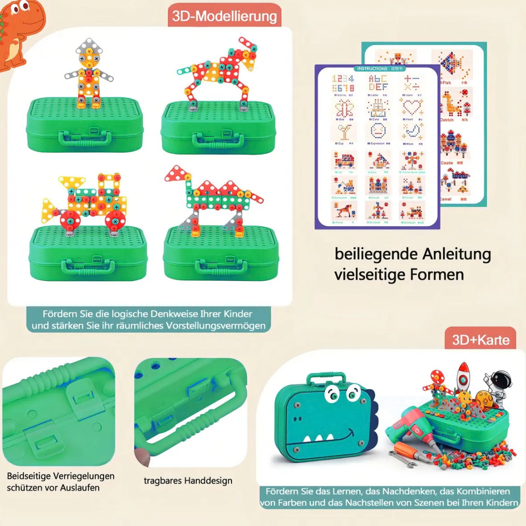 KIT DE HERRAMIENTAS INFANTIL 230 PIEZAS CON BLOQUES DE CONSTRUCCIÓN
