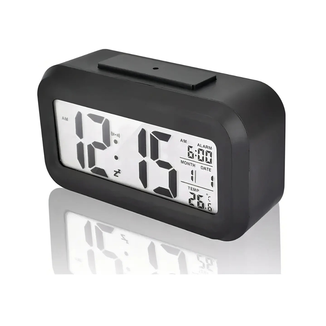 RELOJ DESPERTADOR DIGITAL LED CON FECHA Y TEMPERATURA - 14CM