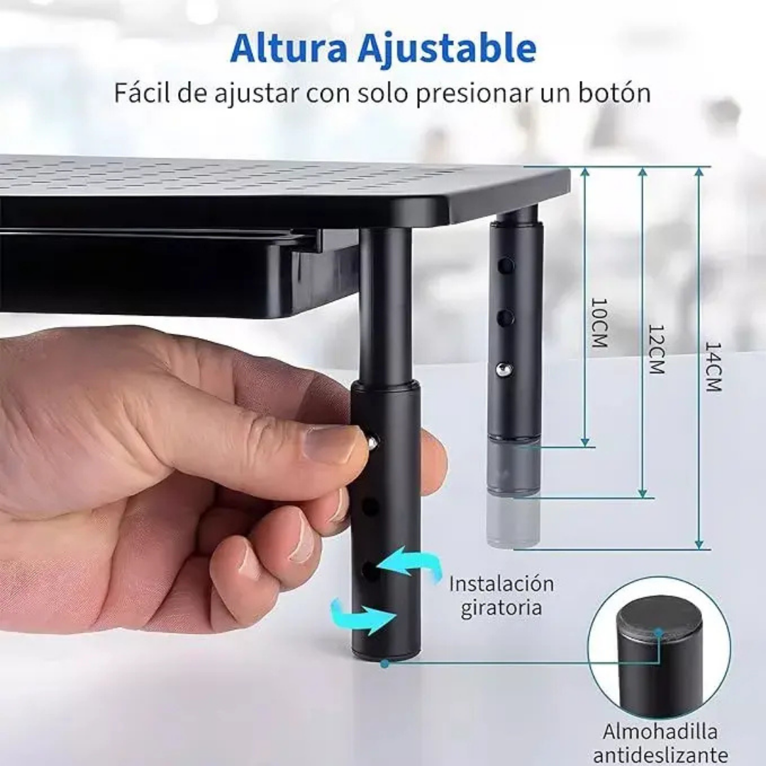 BASE SOPORTE MONITOR 3 ALTURAS AJUSTABLE PORTÁTIL PARA PC