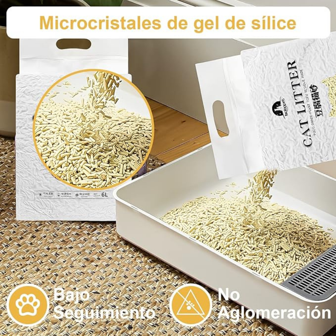 ARENA DE TOFU VEGETAL BIODEGRADABLE 6L 2.2KG PARA GATO BAMBU