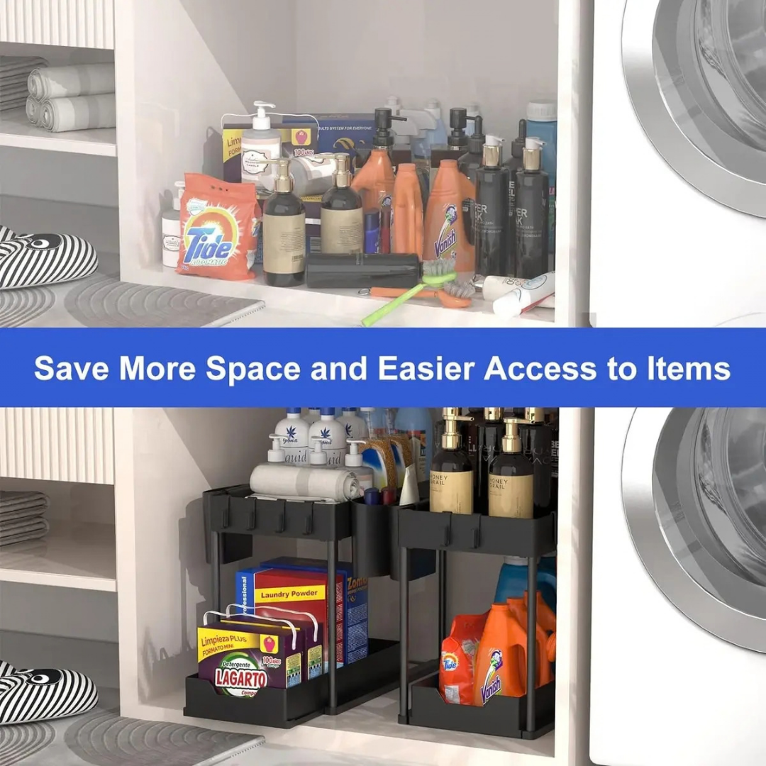 ORGANIZADOR DE COCINA DE 2 NIVELES NEGRO -MAXIMIZA TU ESPACIO