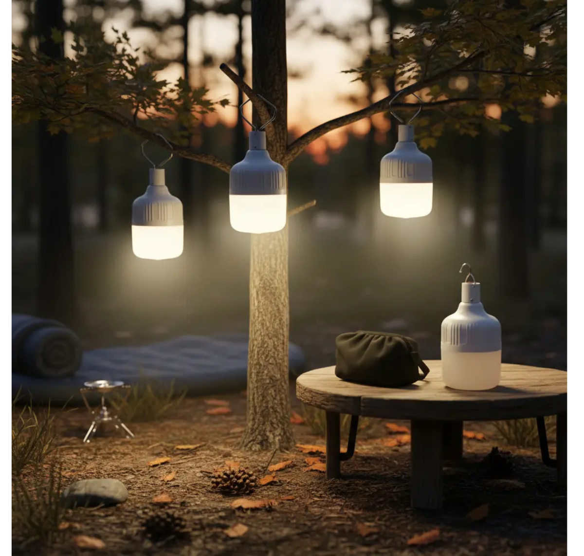 X4 LÁMPARAS RECARGABLES USB PARA CAMPING - AMPOLLETAS LED DE EMERGENCIA