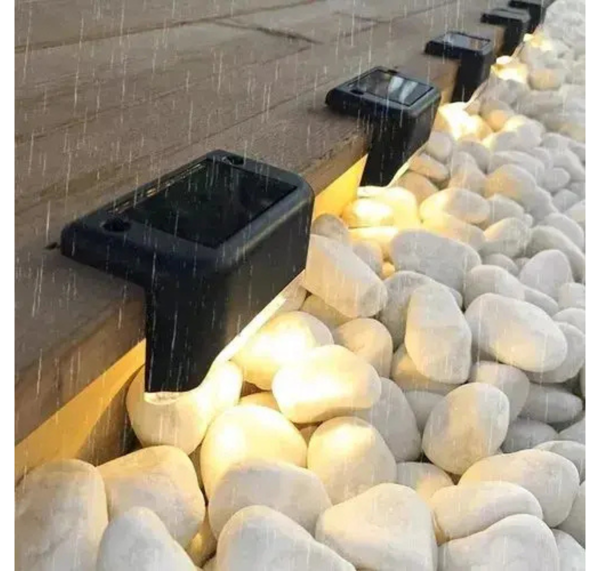 LUCES SOLARES PACK 4 LED PARA JARDÍN IP55 NEGRO - ESCALERAS Y EXTERIOR