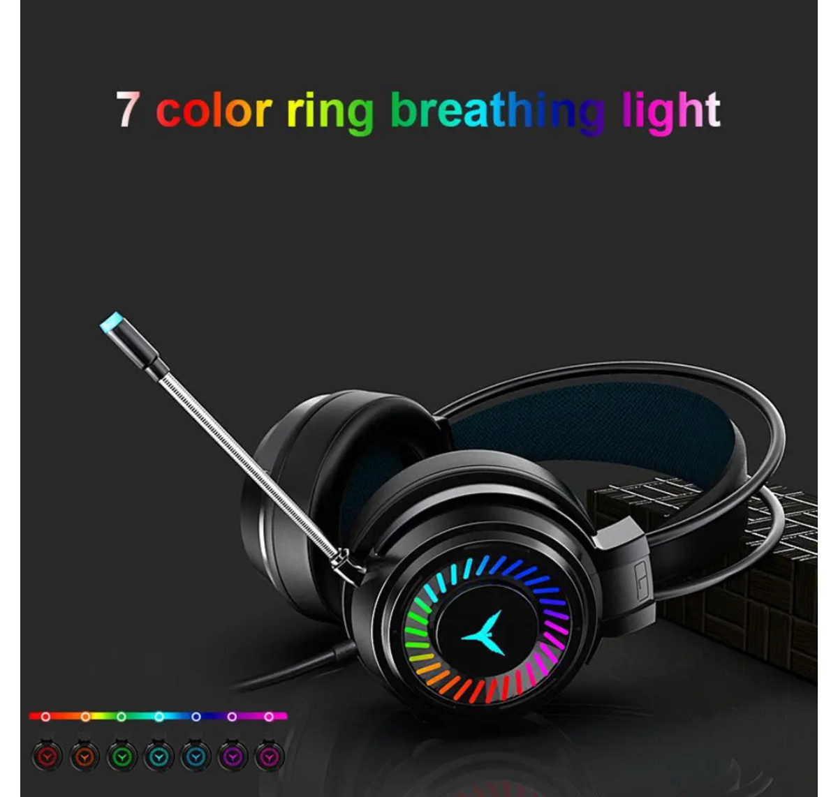 AURICULARES GAMER 3.5 MM CON MICRÓFONO Y LUCES LED RGB- NEGRO