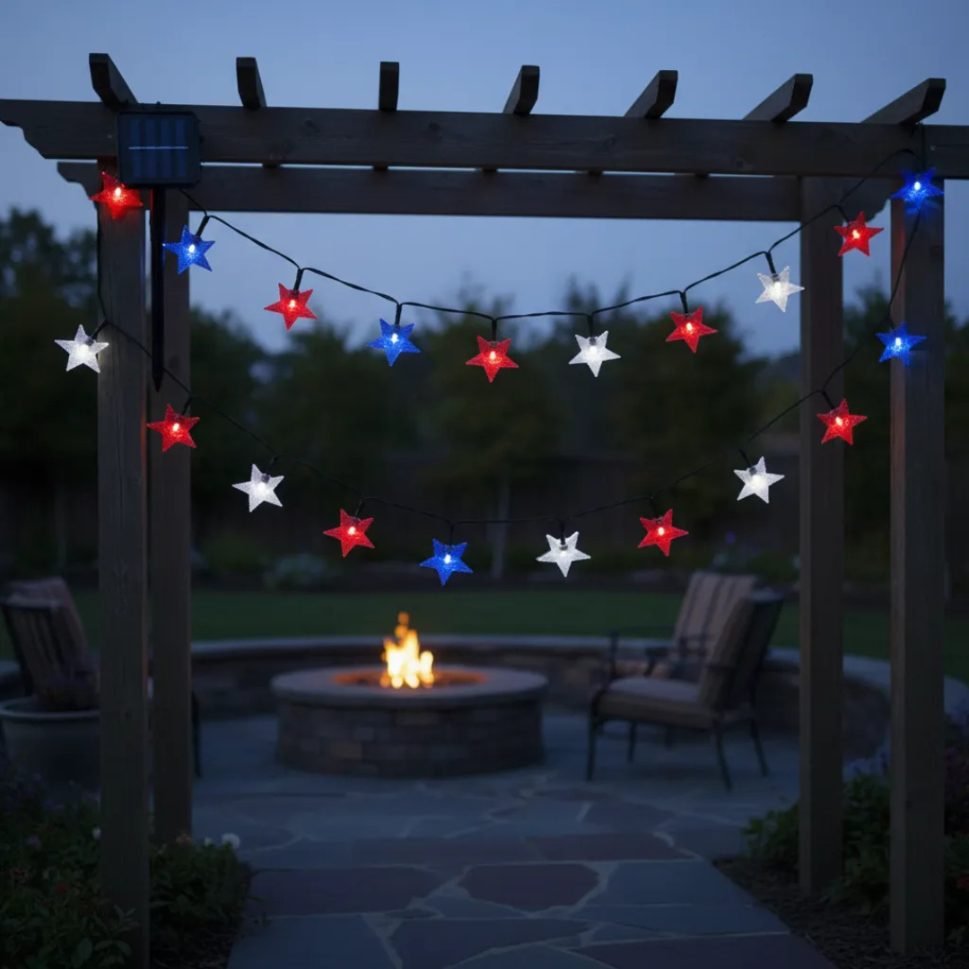 GUIRNALDA SOLAR LED 20 METROS DECORATIVA PARA FIESTAS PATRIAS