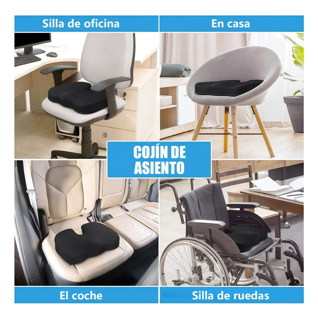 COJÍN COXIS ORTOPÉDICO PREMIUM ERGONÓMICO CON MEMORY FOAM