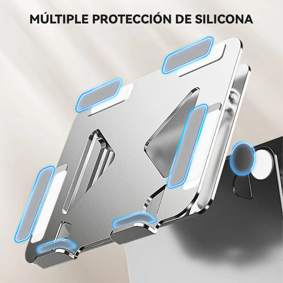 SOPORTE NOTEBOOK LAPTOP MAC PLEGABLE AJUSTABLE ANTIDESLIZANTE GRIS OSCURO