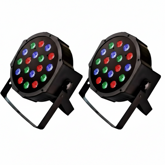 PACK 2 FOCOS 18 LED RGB DMX- ILUMINACIÓN PARA FIESTA, DJ Y EVENTOS