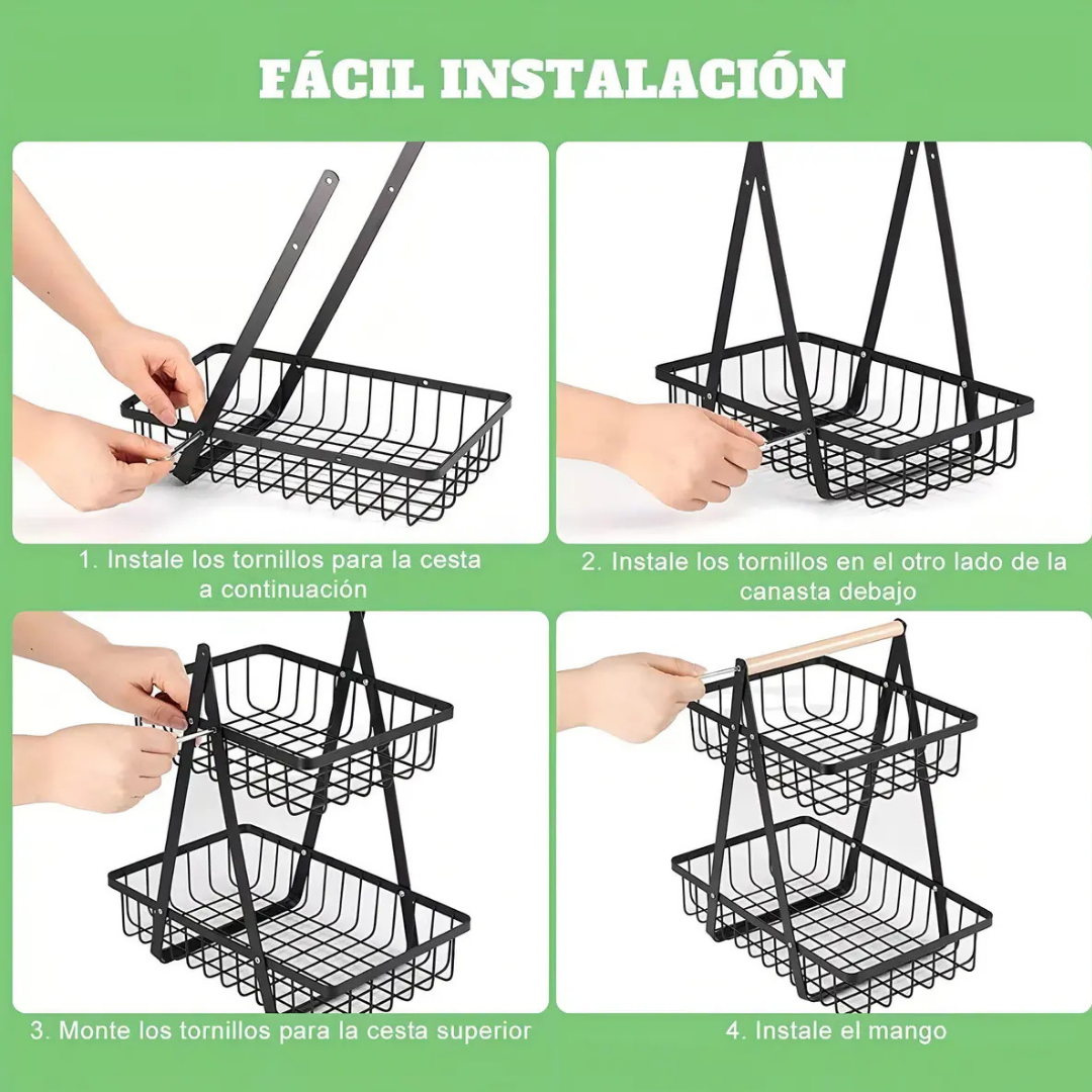 CESTA ORGANIZADORA MULTIUSOS 3 NIVELES -NEGRA