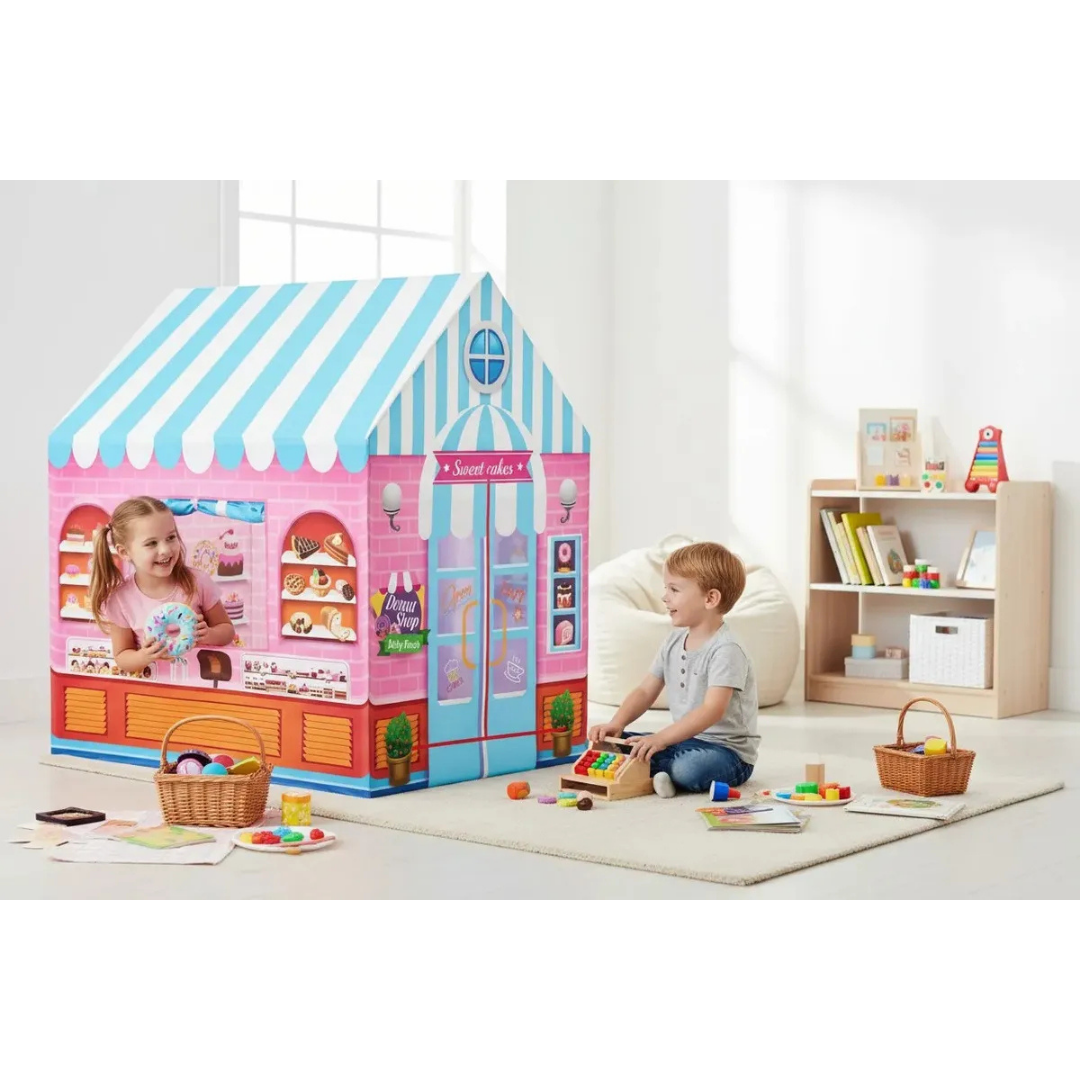 CARPA INFANTIL PLEGABLE CASA DE DULCES PARA NIÑAS Y NIÑOS