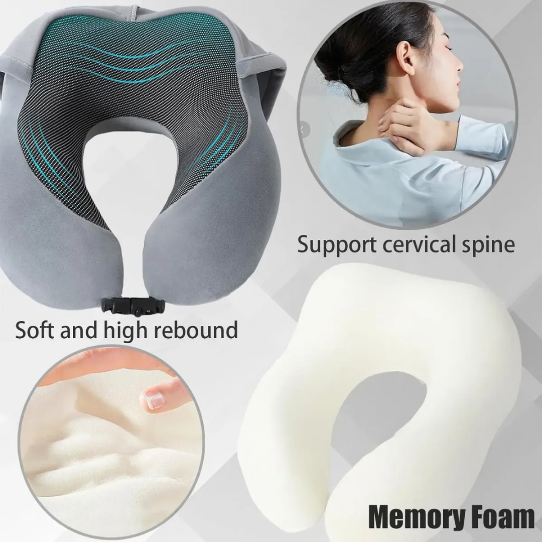 ALMOHADA DE VIAJE CON CAPUCHA MEMORY FOAM