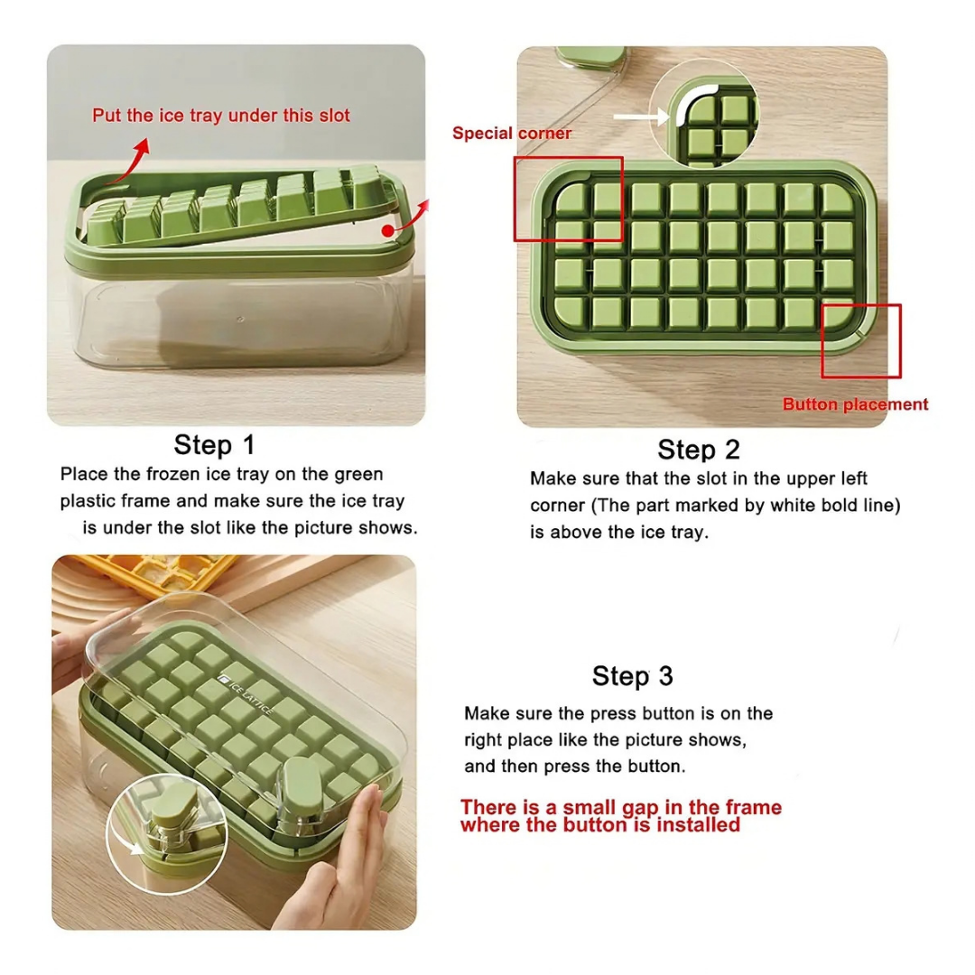 PACK DE CUBETERAS PARA HIELO CON TAPA Y CUCHARA -VERDE
