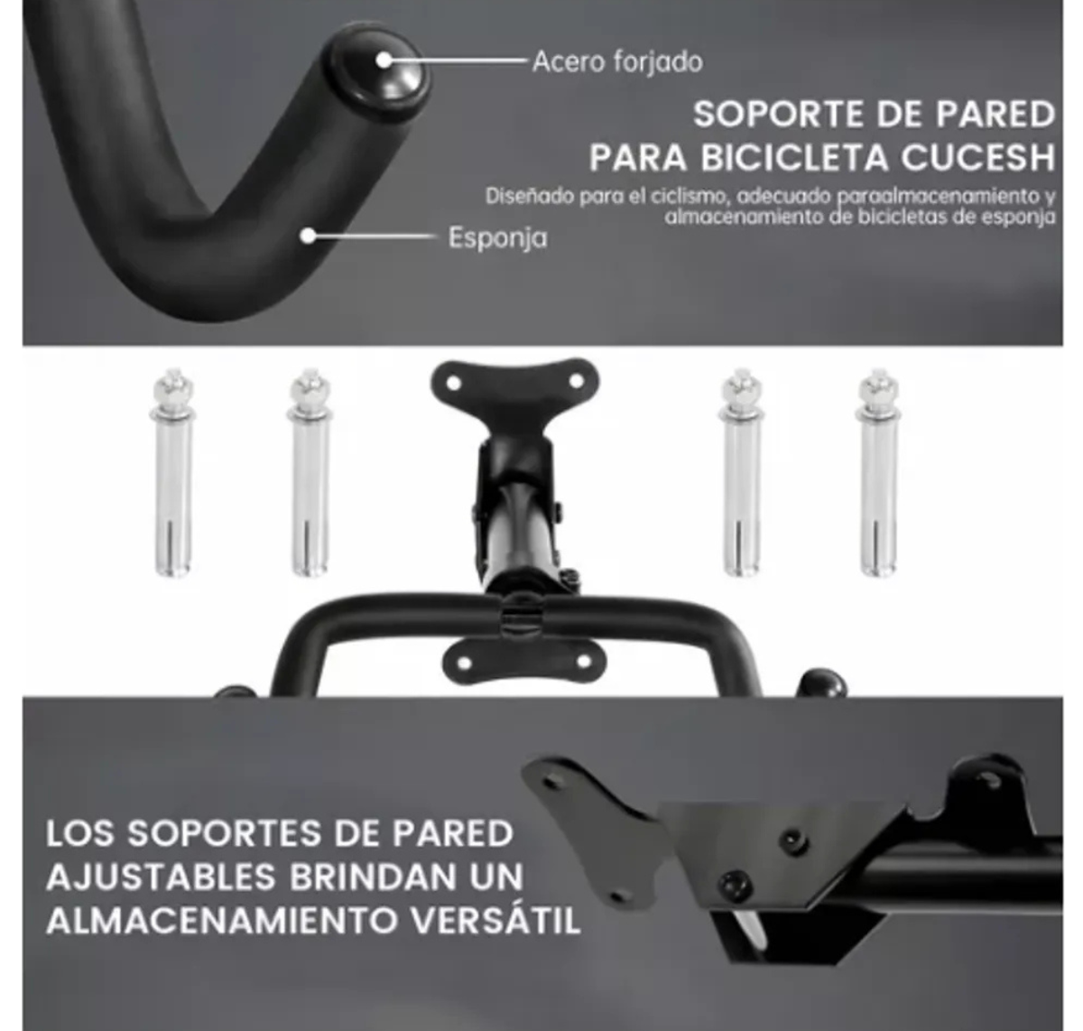 PORTA BICICLETA DE PARED PLEGABLE - SOPORTE METÁLICO PARA MURALLA