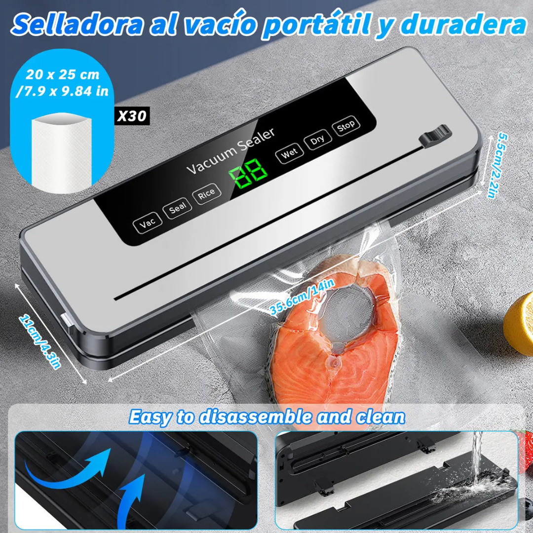 MÁQUINA SELLADORA AL VACÍO CON PANTALLA TÁCTIL Y 10 BOLSAS