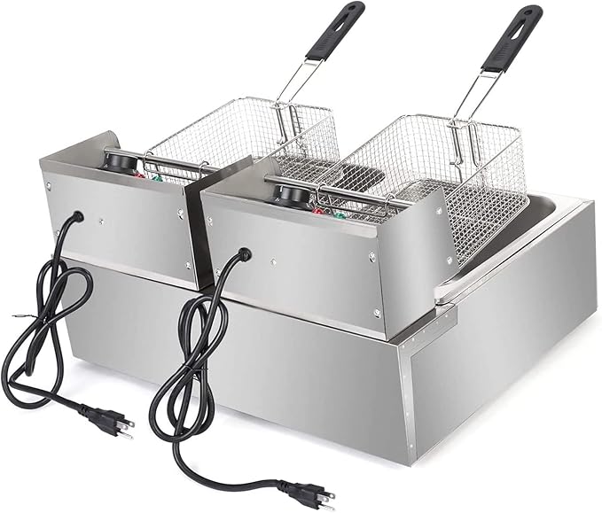 FREIDORA ELÉCTRICA DOBLE 12L 2 CANASTAS - POTENCIA Y CAPACIDAD PROFESIONAL