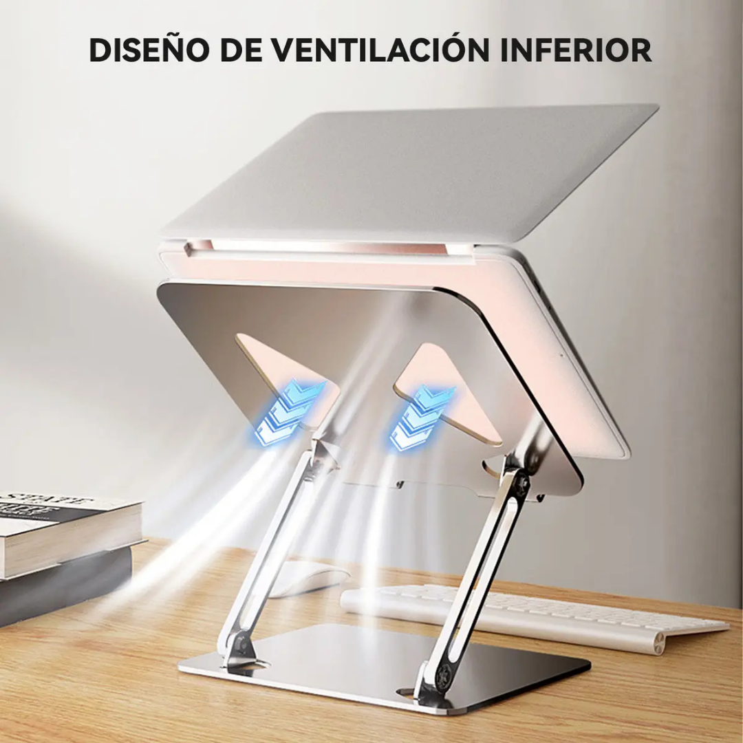 SOPORTE NOTEBOOK LAPTOP MAC PLEGABLE AJUSTABLE ANTIDESLIZANTE GRIS OSCURO
