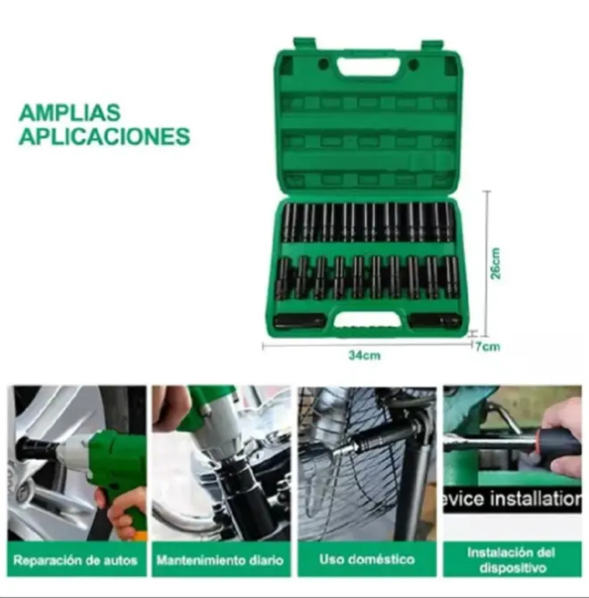 JUEGO DE DADOS Y LLAVES VASO 1/2" 20 PIEZAS MECÁNICA PROFESIONAL NEGRO