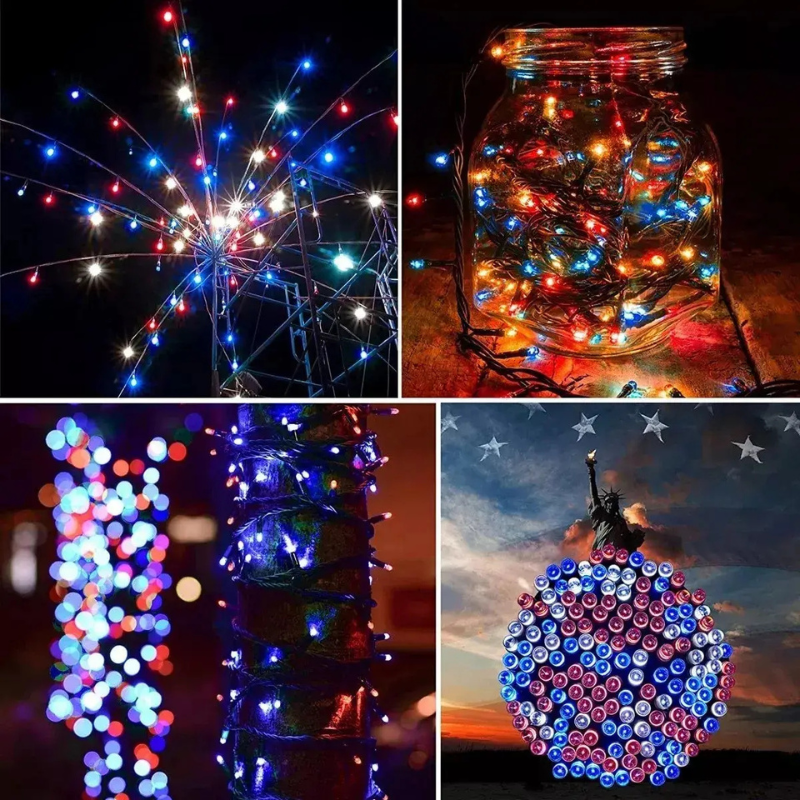 GUIRNALDA SOLAR 10 METROS 100 LUCES LED MULTICOLOR PARA FIESTAS PATRIAS