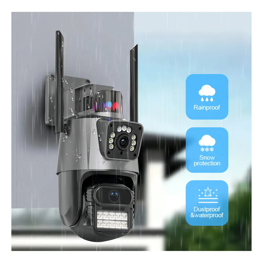 CÁMARA DOMO WIFI DOBLE LENTE FULL HD CON ALARMA Y SEGUIMIENTO INTELIGENTE HLC