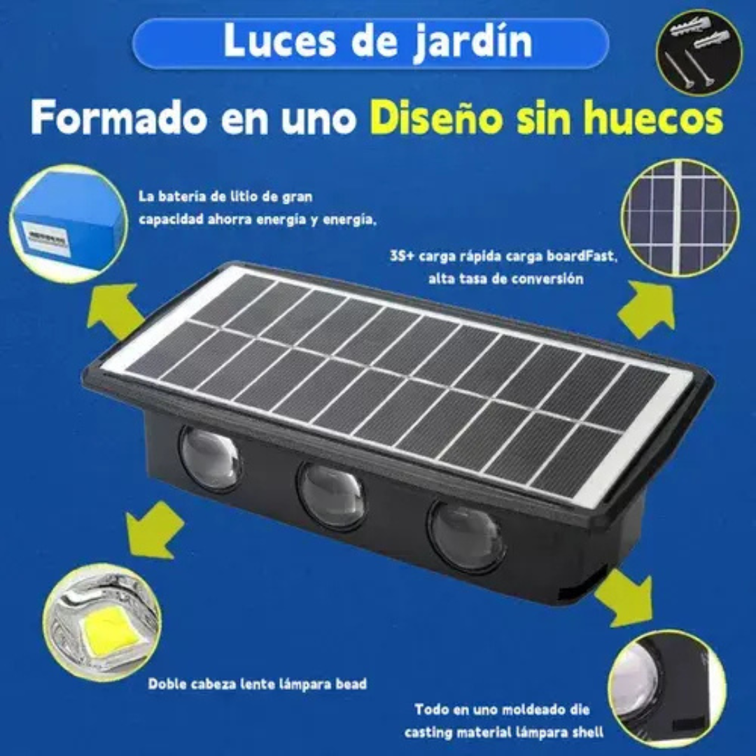 PACK DE 2 AMPLIQUES SOLARES 6 LED IMPERMEABLES PARA EXTERIOR