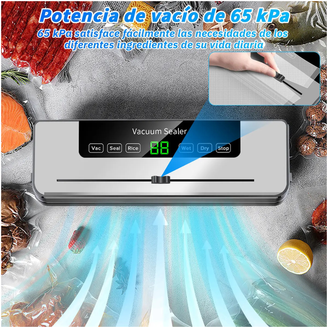 MÁQUINA SELLADORA AL VACÍO CON PANTALLA TÁCTIL Y 10 BOLSAS
