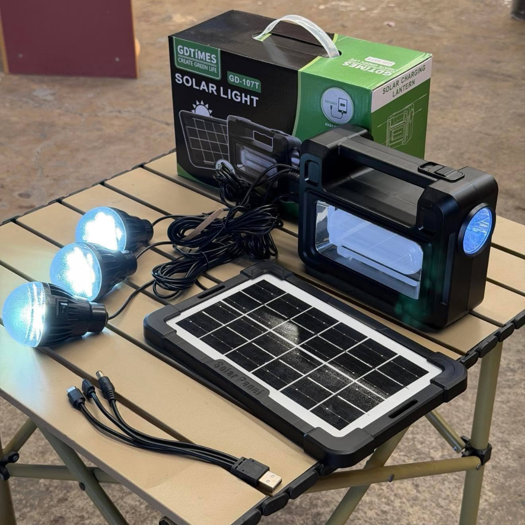 KIT DE ILUMINACIÓN SOLAR DE EMERGENCIA 80W CON 3 AMPOLLETAS