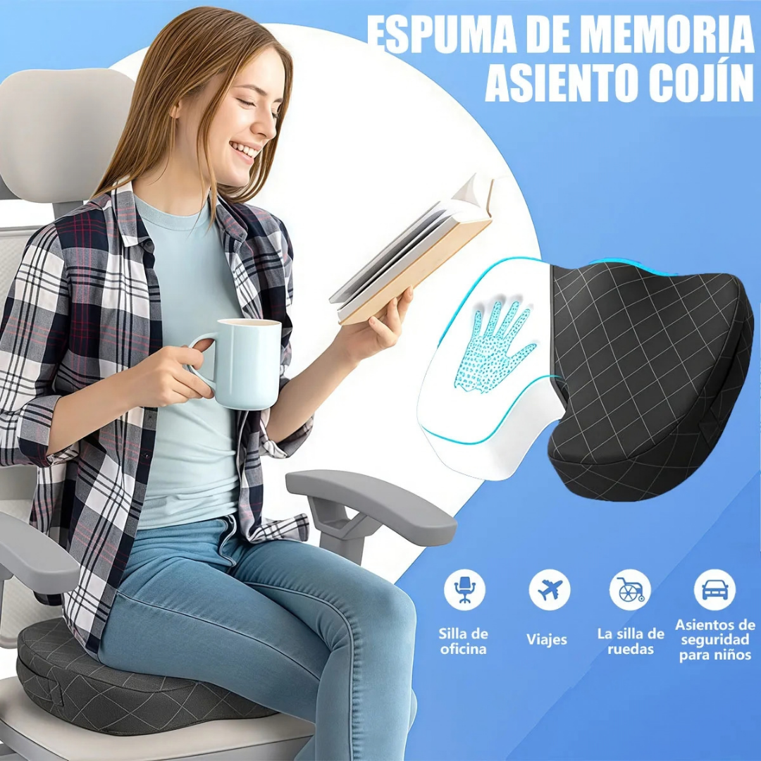 COJÍN COXIS ORTOPÉDICO PREMIUM ERGONÓMICO CON MEMORY FOAM