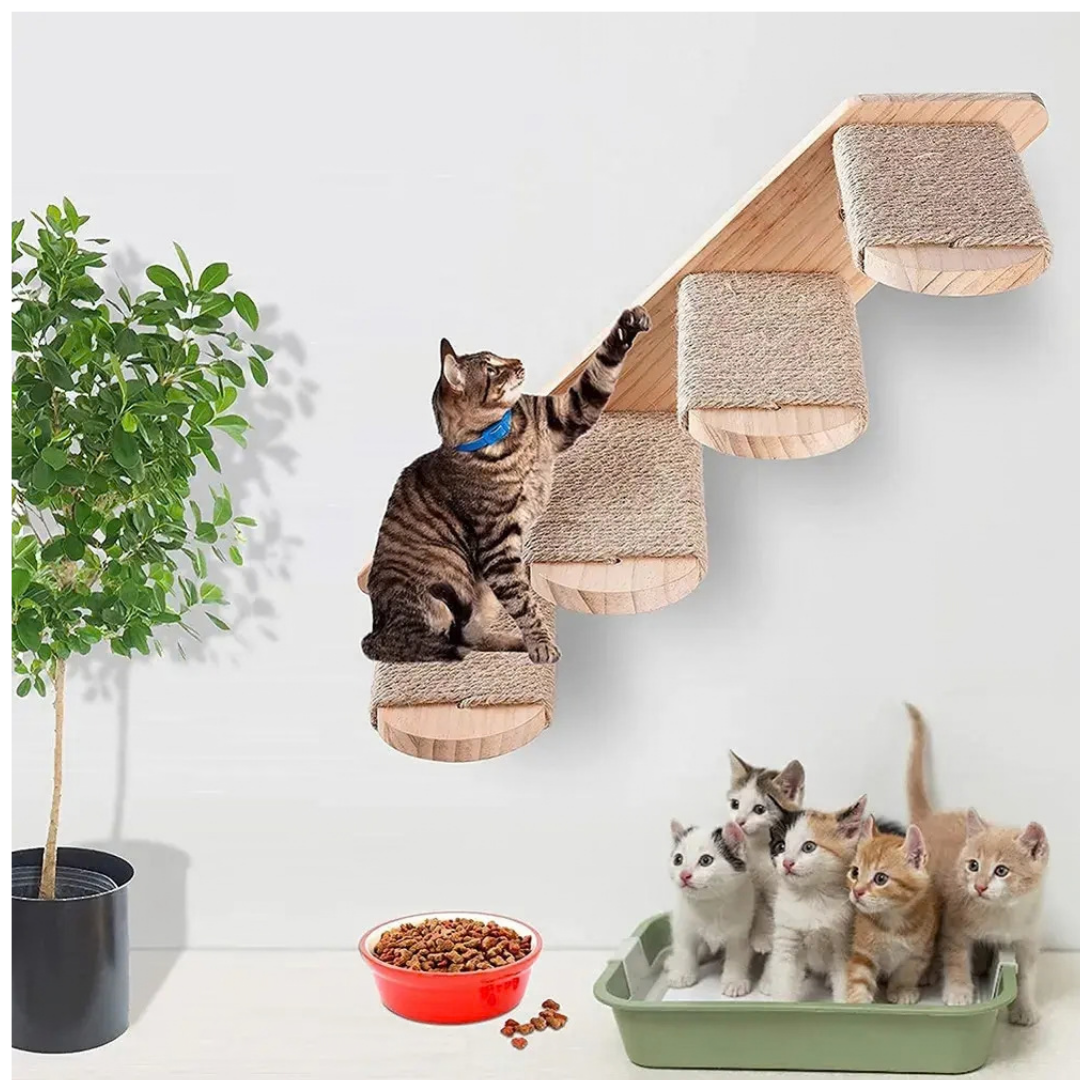 ESCALERA DE PARED PARA GATOS 4 PELDAÑOS GEIGE 50X19,5 Cm