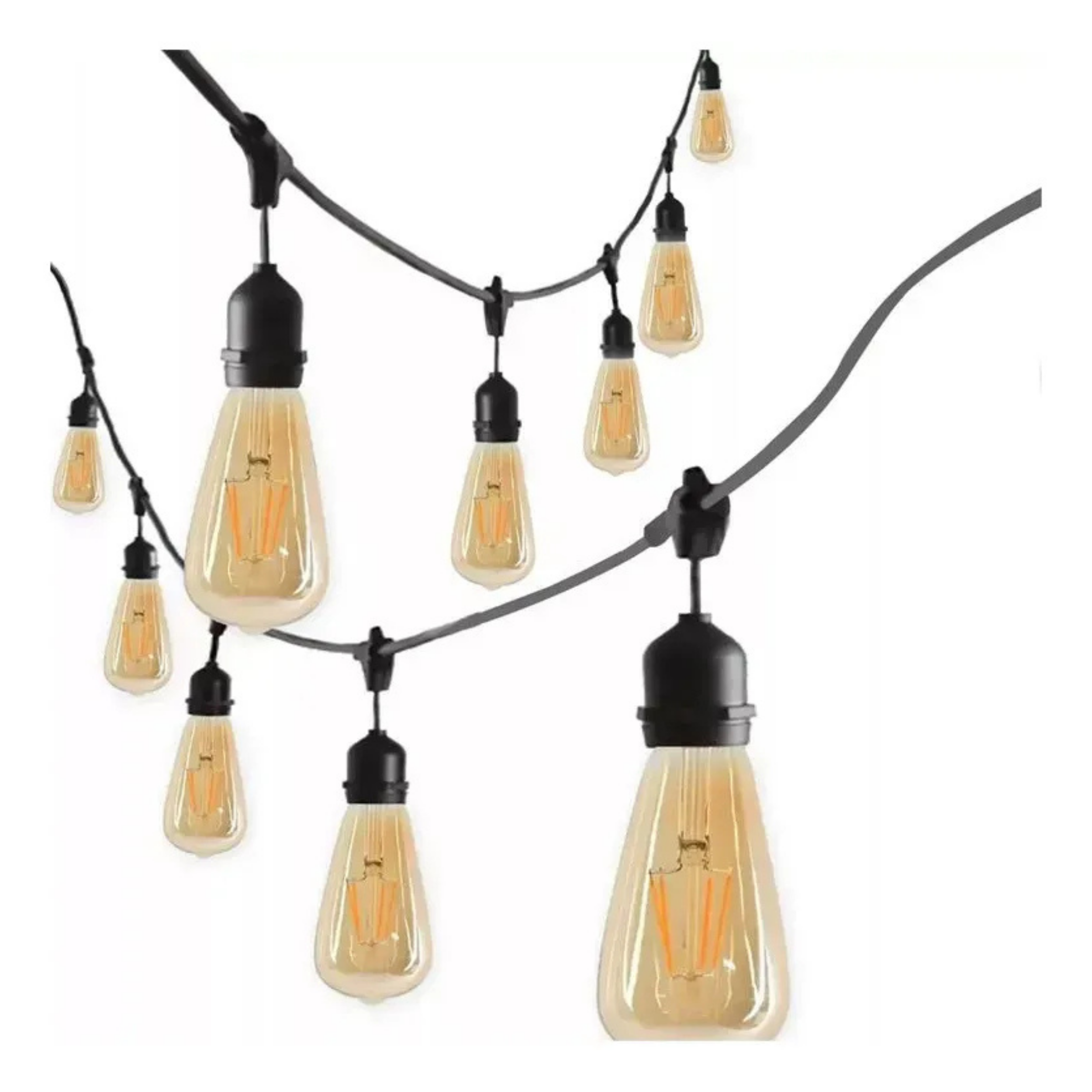 GUIRNALDA LUCES VINTAGE TERRAZA CÁLIDA 10MTS CON 10 AMPOLLETAS LED E27