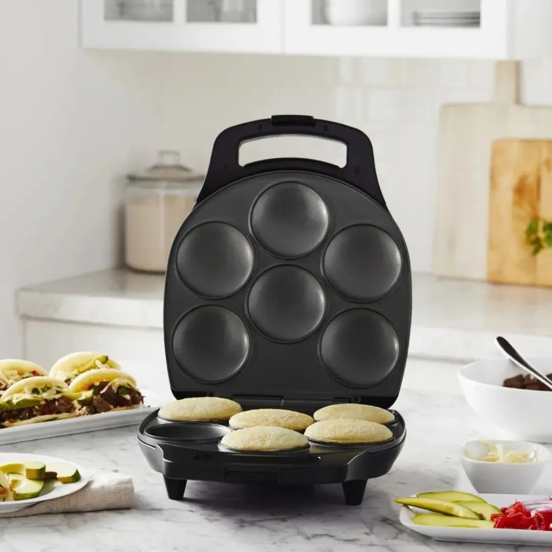 MÁQUINA TOSTADORA PARA AREPAS, HAMBURGUESAS Y PANQUEQUES - COLOR NEGRO