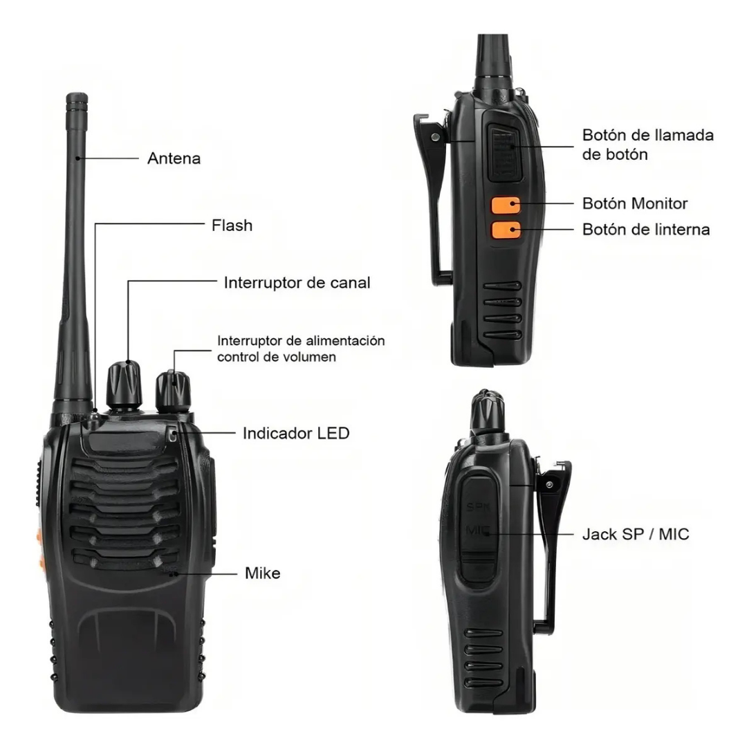 PACK X2 WALKIE TALKIE BF-888S 5W FRECUENCIA 400-470MHZ