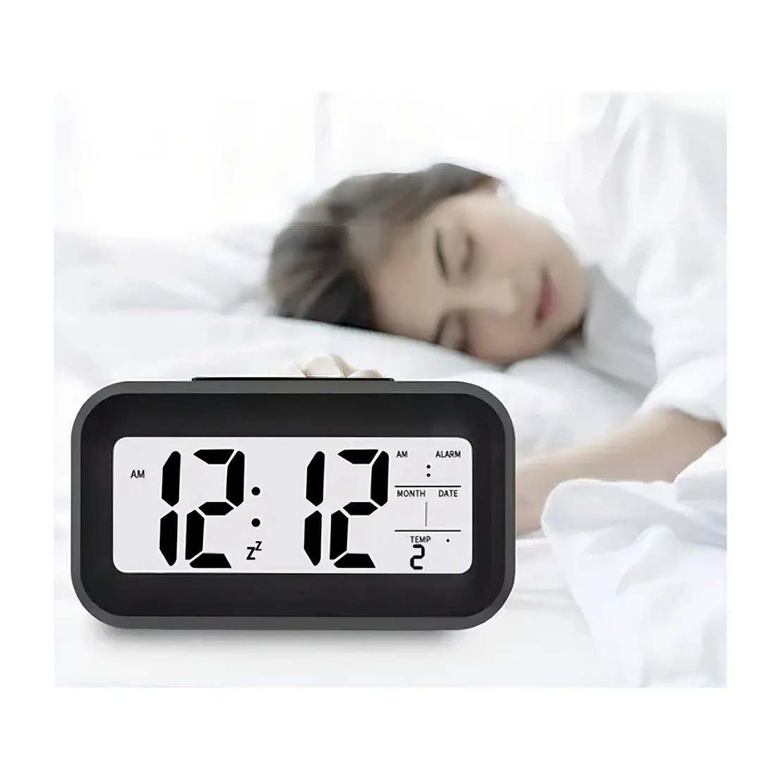 RELOJ DESPERTADOR DIGITAL LED CON FECHA Y TEMPERATURA - 14CM