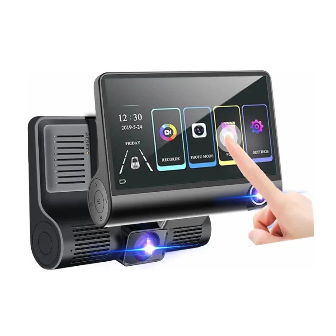 CÁMARA PARA AUTO 3 EN 1 FRONTAL, TRASERA Y TABLERO 1080P HD