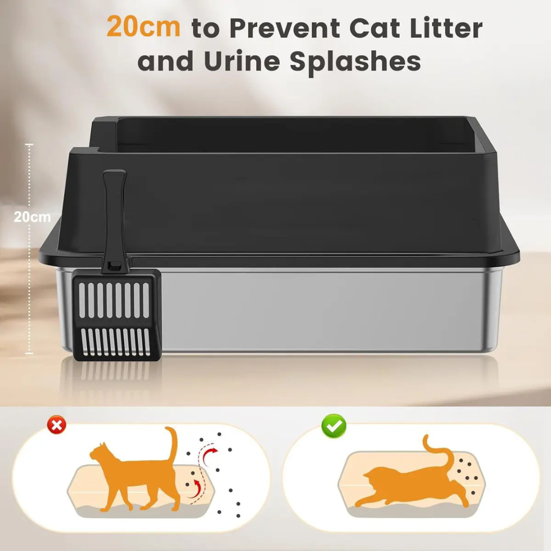 ARENERO PARA GATO GRANDE BAÑO SANITARIO DE ACERO INO