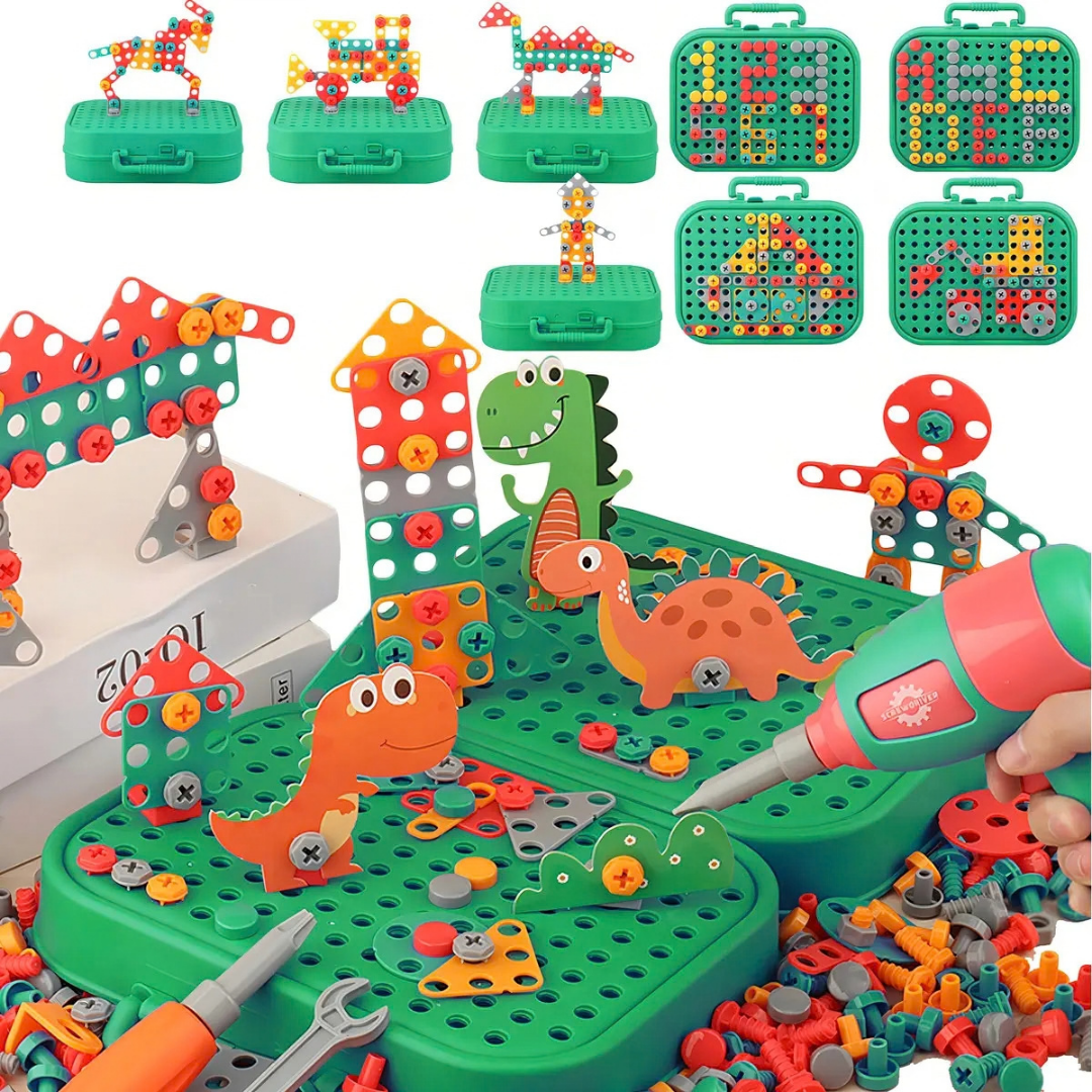 KIT DE HERRAMIENTAS INFANTIL 230 PIEZAS CON BLOQUES DE CONSTRUCCIÓN