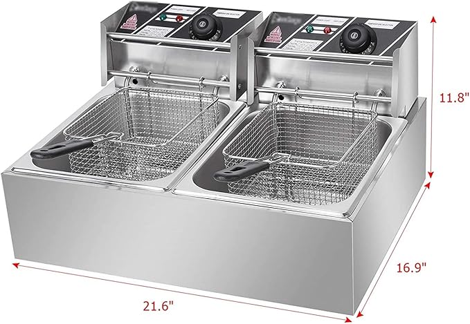 FREIDORA ELÉCTRICA DOBLE 12L 2 CANASTAS - POTENCIA Y CAPACIDAD PROFESIONAL