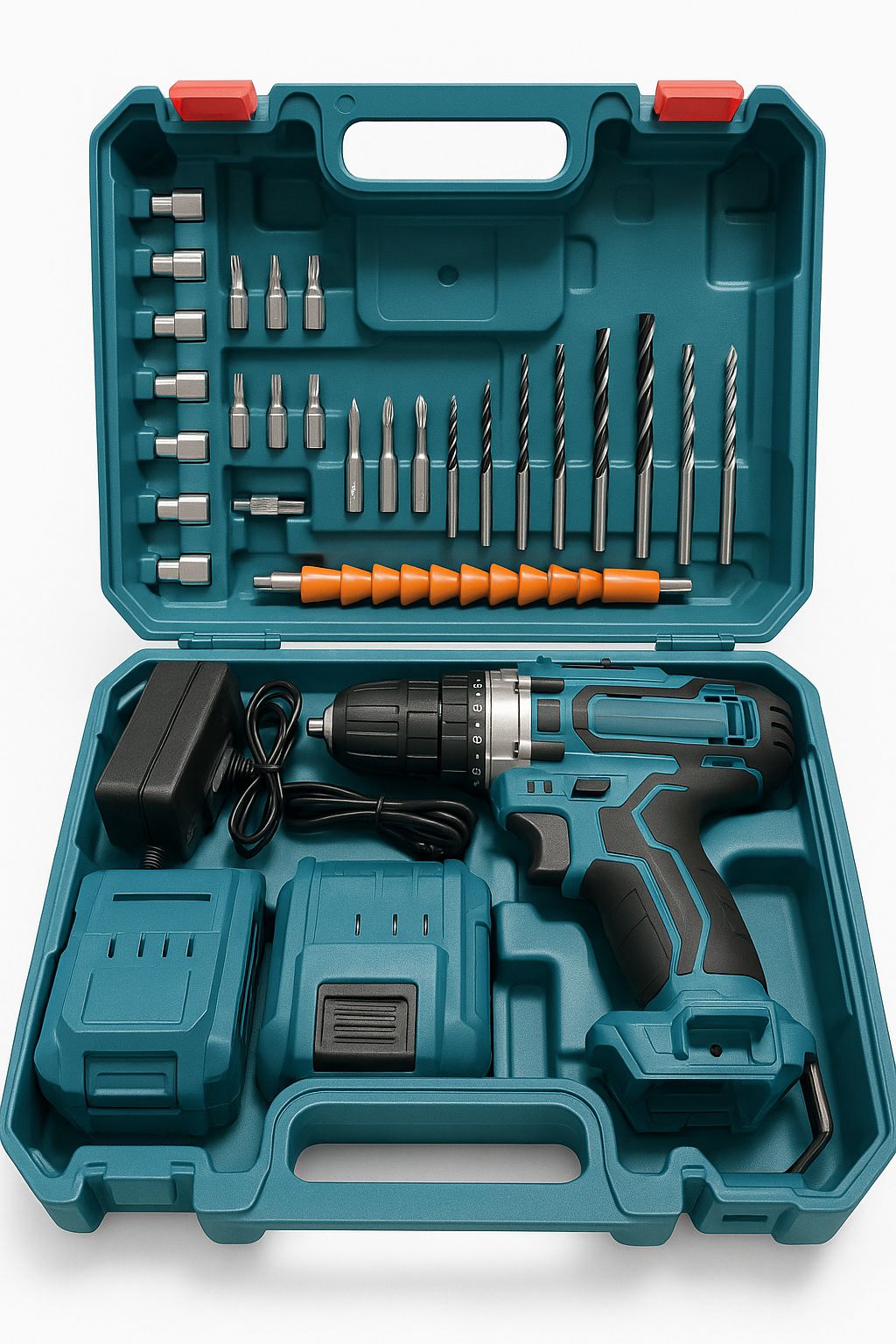 TALADRO INALÁMBRICO 88V + 2 BATERÍAS + KIT COMPLETO DE ACCESORIOS