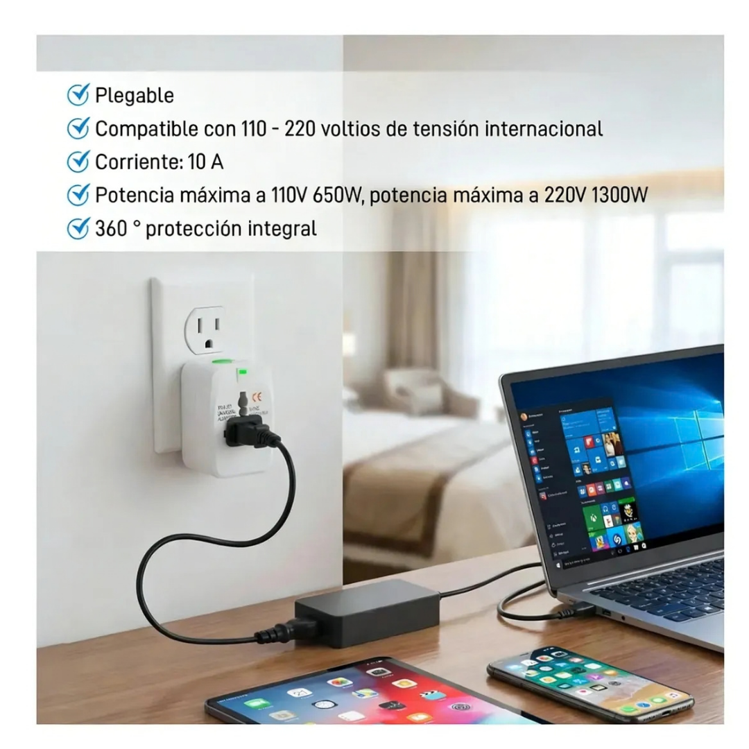 ADAPTADOR MULTIENCHUFE CONVERTIDOR ENCHUFE UNIVERSAL